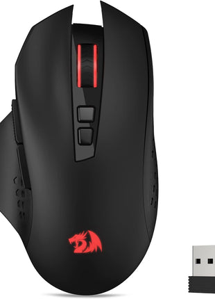 Redragon M656 Gainer Wireless Gaming Mouse, 4000 DPI 2.4Ghz Wireless Mouse w/ 5 DPI Levels, 7 Macro Buttons, Red LED Backlit & Pro Software/Drive Supported, for PC/Mac/Laptop