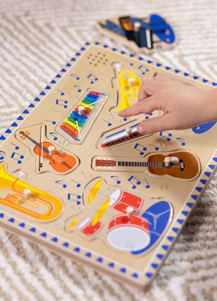 Melissa & Doug Musical Instruments Sound Puzzle - Wooden Peg Puzzle (8 pcs)