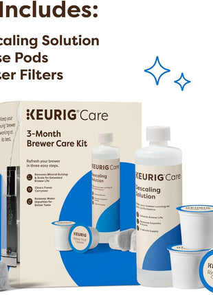 Keurig 3-Month Brewer Maintenance Kit Includes Descaling Solution, Water Filter Cartridges & Rinse Pods, Compatible Classic/1.0 & 2.0 K-Cup Coffee Makers, 7 Count
