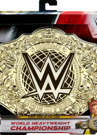Mattel WWE Championship Title Belt, Role Play Accessory | WWE World Heavyweight Championship Role-Play & Costume Piece, Leather-like Belt 3+ Feet with One-Time Adjustment