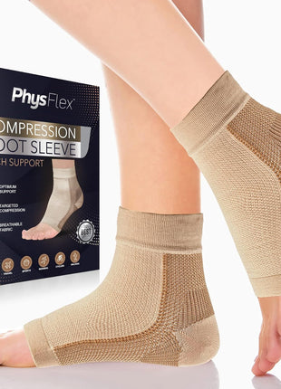 PhysFlex Ankle Brace Socks - Ankle Compression Sleeve - Foot Brace for Women & Men - Tendonitis & Arthritis Ankle Support Sports Running, Plantar Fasciitis Relief & Stabilizing Ankle Wrap