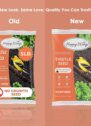 Happy Wings Nyjer/Thistle Seeds Wild Bird Food - 5 Pounds I No Grow Seed I Bird Seed for Wild Birds