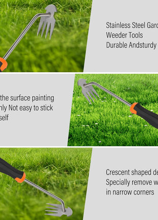 Weed Remover Tool,Portable Garden Weeder Tool,New Gardening Weeding Tools,for Garden Hand Tools for Vegetable Gardening Backyard Farm Planting & Uprooting Weeding Tool (Rubber Handle)