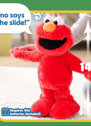 Sesame Street Elmo Slide Singing and Dancing 14-inch Plush, Pretend Play, Interactive Toy, Kids Toys for Ages 2 Up by Just Play