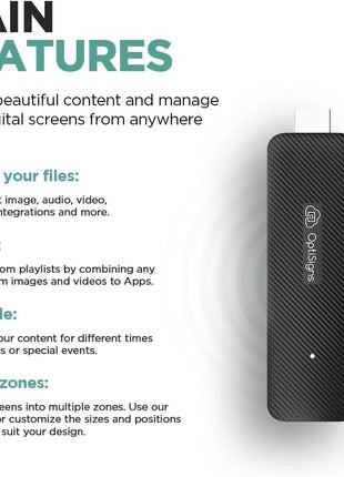 OptiSigns OptiStick Digital Signage Player - Android-Based 4K UHD HDMI Stick, Quad Core, WiFi/Ethernet, Remote Screen Management