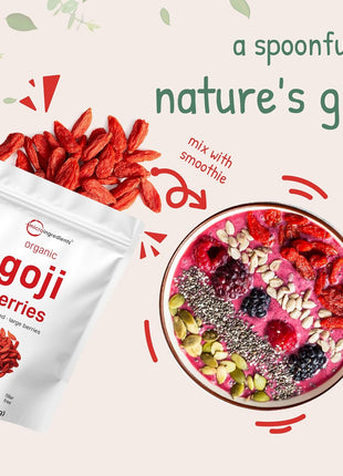 Micro Ingredients Organic Goji Berries 2lbs (32oz) | Large Whole Sun-Dried Berries | Raw Superfood Wolfberries | Natural Flavor for Trail Mix, Juice, & Tea | Sulfate Free, Vegan Friendly, Non-GMO