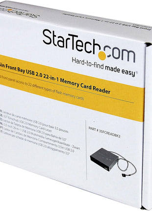 StarTech.com 3.5in Front Bay 22-in-1 USB 2.0 Internal Multi Media Memory Card Reader with Simultaneous Access - CF/SD/MMC/MS/xD - Black , TAA (35FCREADBK3)