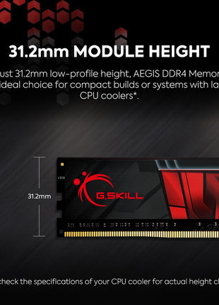 G.SKILL AEGIS Series DDR4 RAM (XMP) 16GB (2x8GB) 3200MT/s CL16-18-18-38 1.35V Intel AMD Desktop Computer Memory U-DIMM (F4-3200C16D-16GIS)