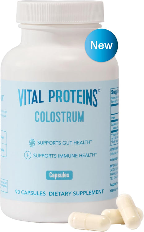 Vital Proteins Bovine Colostrum Supplement, 90 Capsules | Premium Bovine Colostrum, Supports Gut & Immune Health, 40% IgG, 30 Servings