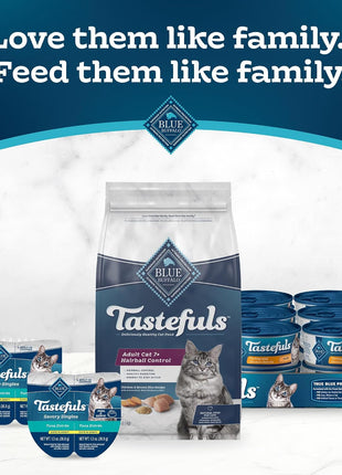 Blue Buffalo Tastefuls Natural Dry Food for Adult Cats 7+,Hairball Control,Chicken & Brown Rice Recipe,7-lb. Bag,(Pack of 2)