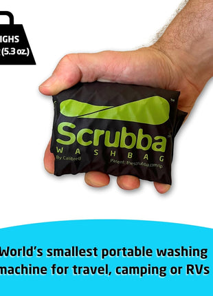 Scrubba Wash Bag Patented Washboard-in-a-BagTM 5 oz Travel Clothes Washer | Pack Light, Wash Anywhere Fast, Internal Washboard, Machine-Quality Wash, No Electricity, Camping, Backpacking, RV, Cruises