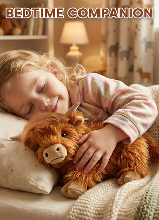 SuzziPals Weighted Highland Cow Stuffed Animals, Microwavable Heating Pad | Period Cramps Relief, Lavender Scented, hyland cow stuffed animal, Stress Relief, Bedtime Companion, Cow Gifts for Women Kids