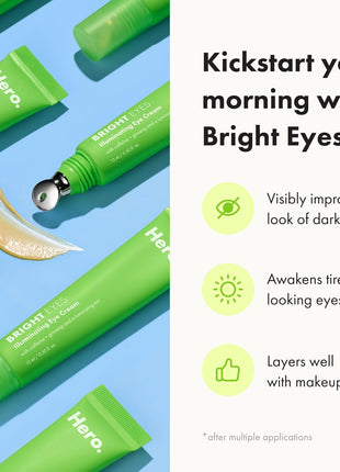HERO COSMETICS Bright Eyes Illuminating Eye Cream, 0.5 Fl Oz | For Dark Circles, Helps Eyes Look Refreshed, Stainless Steel Tip for Cooling Effect