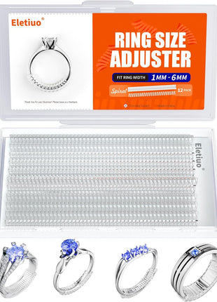 Ring Size Adjuster for Loose Rings,12 Pack-4 Sizes Invisible Transparent Silicone Guards Clip Jewelry Fitter Resizer,Fit Almost Any Ring for Women and Men