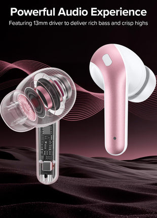 TAGRY Bluetooth Headphones True Wireless Earbuds 60H Playback LED Power Display Earphones with Wireless Charging Case IPX5 Waterproof in-Ear Ear buds with Mic for TV Smart Phone Laptop Computer Sports