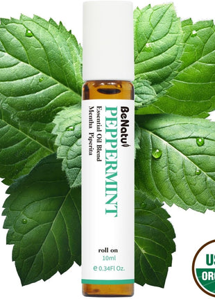 Benatu Peppermint Oil Roll On, Pre Diluted Natural Essential Oil Blend Roller Travel Size for Skin Care, Aromatherapy, Hair, Body Topical Massage   Head Refresh 10ml