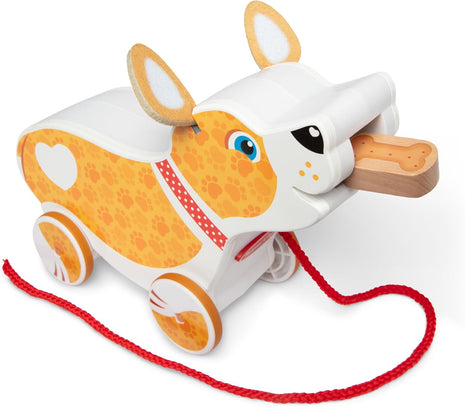 Melissa & Doug Feed, Walk & Poo Pup Wooden Preschool Pull Toy Play Set Ages 3+ - FSC Certified
