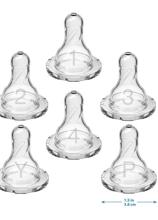 Dr. Brown's Natural Flow Level 2 Narrow Baby Bottle Silicone Nipple, Medium Flow, 3m+, 100% Silicone Bottle Nipple, 6 Count