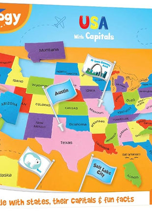 Imagimake Mapology USA Map Jigsaw Puzzle, Learn States, Capitals with Flags | Educational Geography Toy, 50 State Puzzle, Learn USA Capitals, Birthday Gift for Boy & Girl Ages 5,6,7,8,9,10,11,12 Year Old