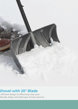Suncast 20 inch Combination Snow Shovel/Pusher, Grey/Black
