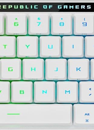 ASUS ROG Falchion RX Low Profile Wireless Gaming Keyboard 65% Compact TKL, Tri-Mode Connectivity, ROG RX Blue Optical Switches, RGB, Touch Panel, Keyboard Cover, PC/Mac Support - White