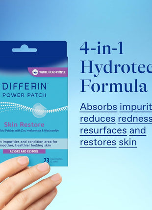Differin Power Pimple Patches, Hydrocolloid Acne Treatment, 23 ct | Whitehead Acne Spot Treatment, Absorbs Pus, Niacinamide + Zinc Hyaluronate, 4-In-1 Hydrotech Formula, Pimple Patches For Face