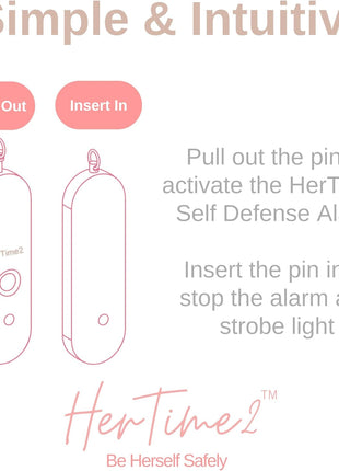 HerTime2 Personal Safety Alarm  - Travel Safe Waterproof  - Gift for Women College Girls  - Self Defense Keychain  - Extra Loud Siren  - Strobe Light  - Cute Key Chains Protection (Rose Gold)
