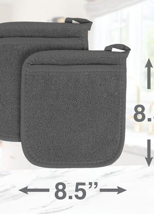 Ritz Terry Pocket Mitt & Hot Pad: Unparalleled Heat Resistant, Durable 100% Cotton ? Ergonomically Designed for Optimal Grip ? Easy Care Machine Washable, Perfect for Your Kitchen ? Graphite, 2 Pk