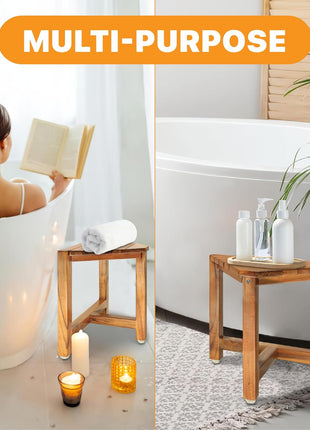 ENKEZI Shower Foot Rest 12 in - Shower Stool for Shaving Legs, Small Corner Bathroom Bench Suitable for Small Shower Spaces - Bath Seat, Spa Foot Rest Shaving Stool Corner