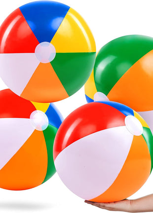 JOYIN 4-Pack 20" Beach Balls - Large Rainbow Beach Ball Inflatable Pool Toys for Party Supplies Decorations, Adults Kids Birthday Luau Summer Beach Water Games Beachball Party Favors