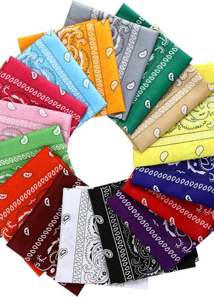 E-accexpert 16pcs Bandanas Multi-Purpose Party Outdoor Favor Scarf Headband Handkerchiefs for Unisex Women Men Boy Girls