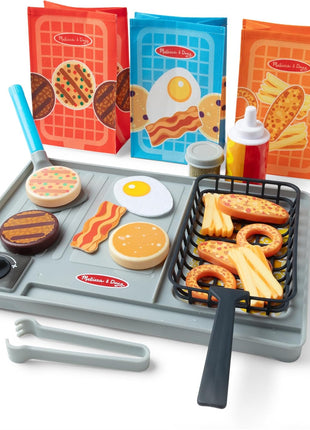 Melissa & Doug Flip & Fry Grill Play Set with Water Wow!® Kids Kitchen Playset with Color Changing Play Food, Preschool Toys for Girls & Boys Ages 3+