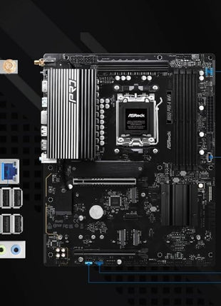 ASRock AMD B850 Pro A WiFi 6E Socket AM5 Ryzen 9000, 8000 and 7000 Series DDR5 up to 8000+ (OC) MHz 256GB ATX Motherboard M.2 SATA3 6.0 Gb/s PCIe 5.0 BIOS Flashback Realtek 2.5G LAN