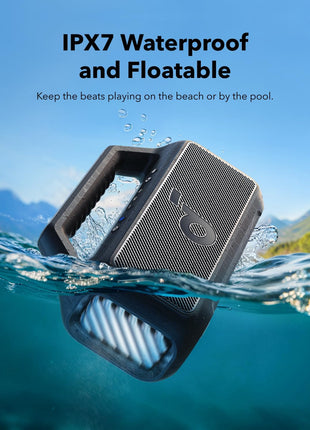 Soundcore Boom 2 By Anker, Outdoor Speaker, 80W, Subwoofer, BassUp 2.0, 24H Playtime, IPX7 Waterproof, Floatable, RGB Lights, USB-C, Custom EQ, Bluetooth 5.3, Portable for Camping and Beach - Black