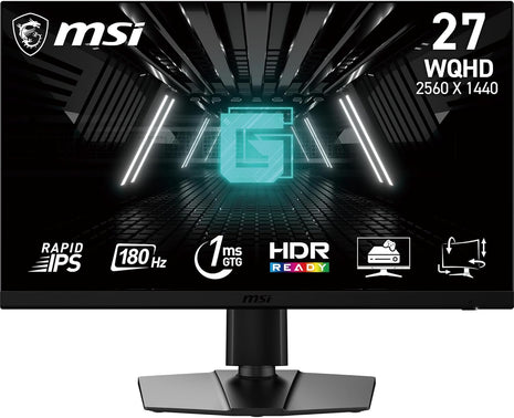 msi G272QPF E2 27-inch 2560 x 1440 (QHD) Computer Monitor, 180Hz, AMD Adaptive Sync, HDMI, DisplayPort, VESA, Tilt, Height Adjustable, Speaker, 1ms, Black