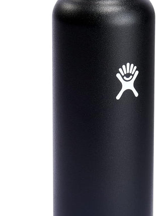Hydro Flask Water Bottle - Insulated Stainless Steel - Straw Lid, Non Spill, Leakproof 24 Oz Black