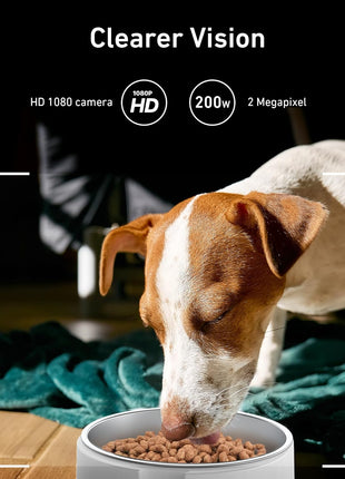 Automatic Dog & Cat Feeder with Camera & WiFi – 8L/34 Cups, 1080P Night Vision, 2.4 & 5G WiFi, 2-Way Talk, 10s Voice Recording, Timed Food Dispenser, Up to 99 Portions, 15 Meals Per Day