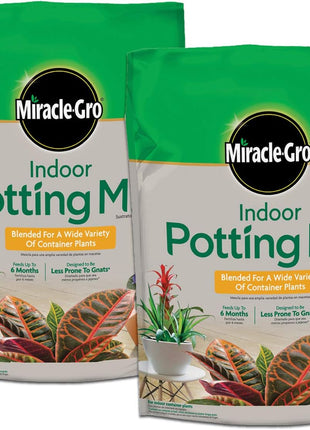 Miracle-Gro Indoor Potting Mix, Blended for a Variety of Houseplants, Feeds for up to 6 Months, 6 qt., 2-Pack