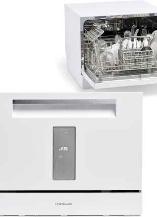 Farberware Compact 6-Place Setting Dishwasher - Portable Mini Countertop Dishwasher with 7 Wash Programs - Perfect for Small Spaces Like Apartment, Dorm, Boat, Camper/RV