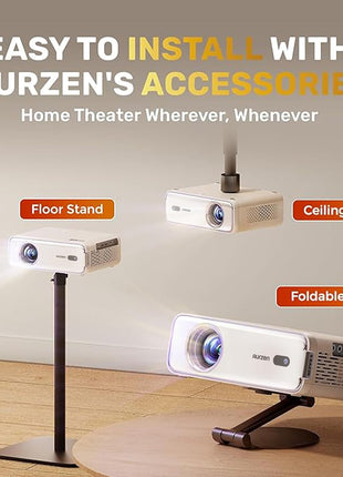 Aurzen EAZZE D1 Smart Projector with WiFi and Bluetooth, Netflix-Officially-Licensed, Auto Focus & Keystone, DoIby Audio, Zoom, Native 1080P Movie, Portable Outdoor Mini Projector, White