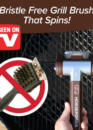 HorsePower Giddy Up Grill Cleaner, Cordless Rechargeable, As Seen on TV | LED light, rechargeable, 304 stainless power steel roller, up to 350 RPM, no bristles, no preheating, blasts burnt-on food