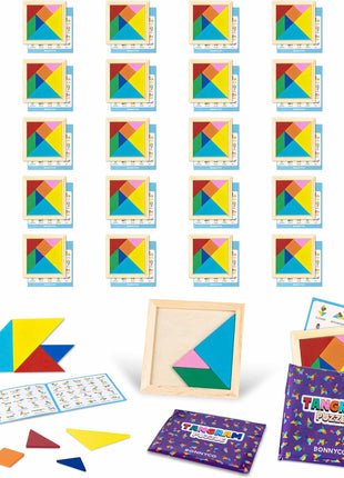 BONNYCO Tangram Puzzle Wooden Pack 30 Kids Party Favors. Goodie Bags Stuffers for Kids 3-5 4-8, Return Gifts for Birthday Party. Goody Bag Stuffers, Pinata Filler Toys Bulk. Classroom Prizes, Rewards