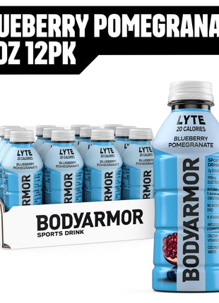 BODYARMOR LYTE Sports Drink Low-Calorie Sports Beverage, Blueberry Pomegranate, Coconut Water Hydration, Natural Flavors With Vitamins, Potassium-Packed Electrolytes, Perfect For Athletes, 16 Fl Oz (Pack of 12)