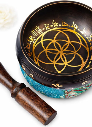 Tibetan Singing Bowl Set Brass - Master Healing Grade - Authentic Handcrafted Sound Bowl by Himalayan Bazaar