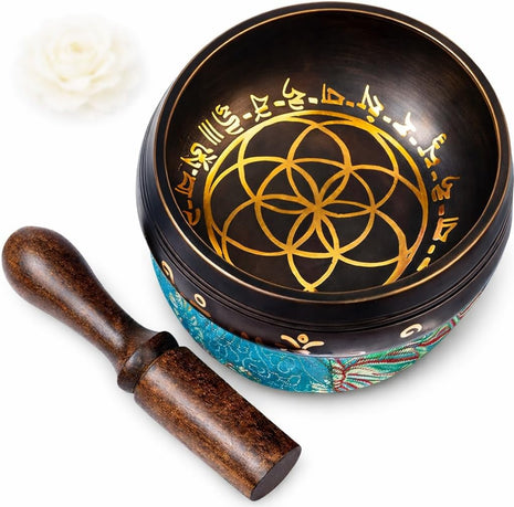 Tibetan Singing Bowl Set Brass - Master Healing Grade - Authentic Handcrafted Sound Bowl by Himalayan Bazaar