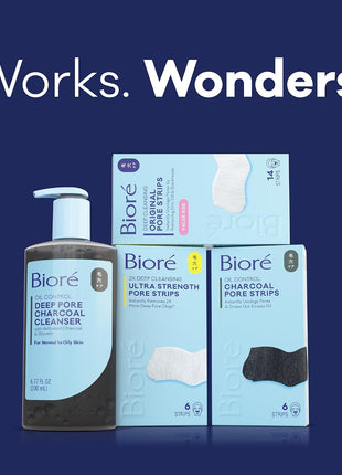 Biore Deep Pore Charcoal Face Wash For Oily Skin, 6.77 fl oz, 3pk | Daily Facial Cleanser, Removes Dirt & Makeup, Charcoal Formula, Deep Pore Cleansing