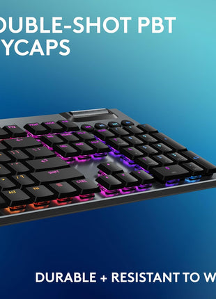 Logitech G915 X Low-Profile Wired Mechanical Gaming Keyboard, Double-Shot PBT Keycaps, Fully Programmable Keys, RGB Lighting, Aluminum Finish, GL Brown Tactile Switches - PC/Mac - Black