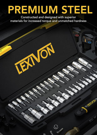 LEXIVON Master TORX Bit Socket Set, Premium S2 Alloy Steel | Complete 34-Piece, Solid Star & Tamper Proof T6 ~ T70 | Enhanced Storage Case (LX-149)