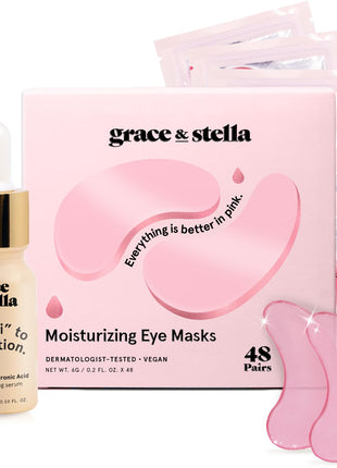 Under Eye Mask - Reduce Dark Circles, Puffy Eyes, Undereye Bags, Wrinkles - Gel Under Eye Patches, Vegan Cruelty-Free Self Care by grace and stella (24 Pair Gold)