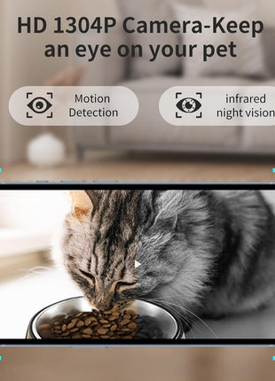 Lychee Automatic Cat Feeder with Camera, 5G WiFi Pet Feeder, 1304P HD Video with Night Vision,2-Way Audio Smart App Control, 4L Dry Food Dispenser for Cats and Samll Dog